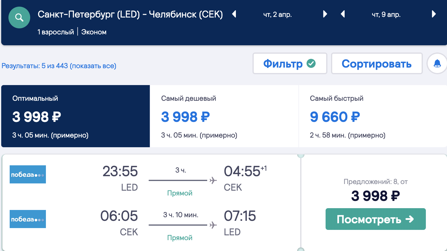 цена авиабилета из сочи до петербурга